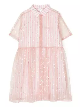 Платье-рубашка с пайетками Fendi Kids, розовый