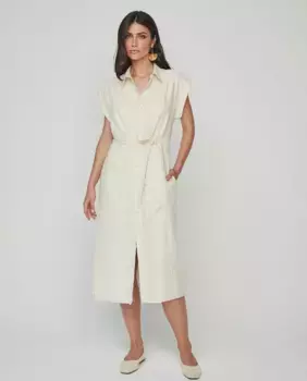 Платье-рубашка с полоской из люрекса из хлопка & Me Unlimited, цвет Crudo