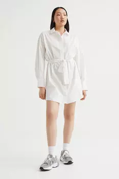 Платье-рубашка с поясом H&M, белый