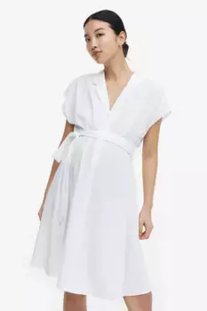 Платье-рубашка с поясом H&M, белый