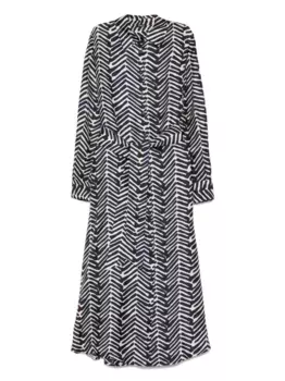 Платье-рубашка с поясом и геометрическим принтом Kiton, синий