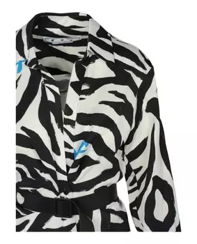 Платье-рубашка с поясом и принтом зебры Off-White, мультиколор