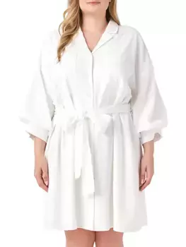 Платье-рубашка с поясом и рукавами-блузонами Endless Rose, белый