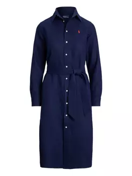 Платье-рубашка с поясом и застежкой на пуговицы Polo Ralph Lauren, синий