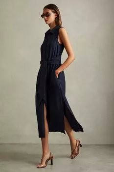 Платье рубашка с поясом из вискозной смеси Morgan Reiss, синий