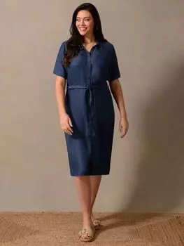 Платье-рубашка с поясом Live Unlimited Curve, индиго