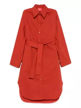 Платье-рубашка с поясом Merci, красный