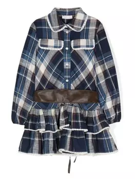 Платье-рубашка с поясом Monnalisa, синий