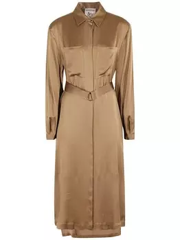 Платье-рубашка с поясом от кутюр Semicouture, серый