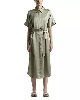 Платье-рубашка с поясом Peserico, зеленый