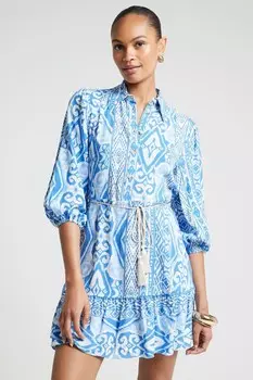 Платье рубашка с поясом River Island, синий