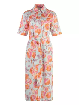 Платье-рубашка с поясом St. John, синий