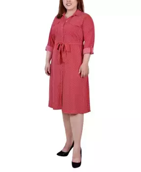 Платье-рубашка с принтом больших размеров NY Collection, мультиколор