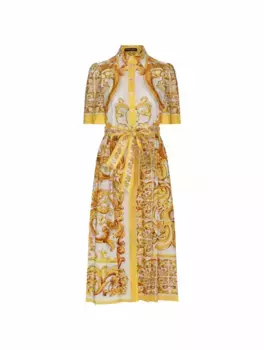 Платье-рубашка с принтом Majolica Dolce&Gabbana, мультиколор