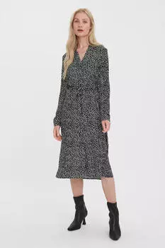 Платье-рубашка с принтом Vero Moda, черный