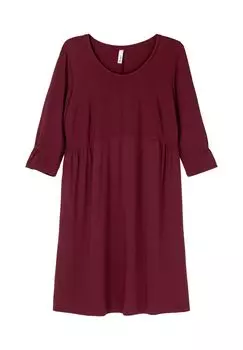 Платье-рубашка с присборенными рукавами 3/4 sheego, цвет Weinrot