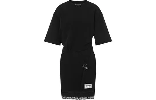 Платье-рубашка с пряжкой и нашивкой-логотипом от Jeans MOSCHINO, черный