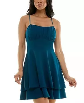 Платье-рубашка с ярусами и расклешенным кроем для юниоров Emerald Sundae, синий