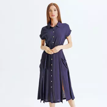 Платье-Рубашка с разрезом S&J Weekends, синий