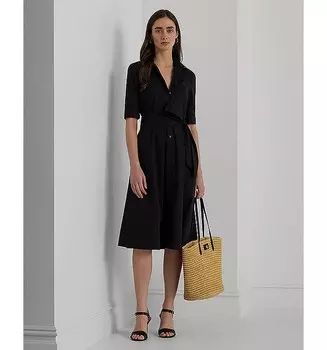 Платье-рубашка с рукавами до локтя Lauren Ralph Lauren из смесового хлопка, черный
