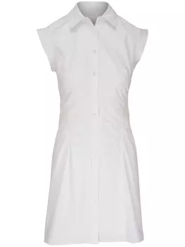 Платье-рубашка с рукавами кап и сборками Veronica Beard, белый