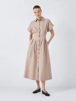 Платье-рубашка с рукавами-кимоно John Lewis, цвет Light Brown
