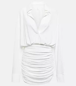 Платье-рубашка с рюшами Norma Kamali, белый