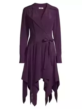 Платье-рубашка с шелковым платком и подолом Jason Wu, цвет deep plum