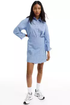 Платье-рубашка с юбкой-трансформером H&M, синий