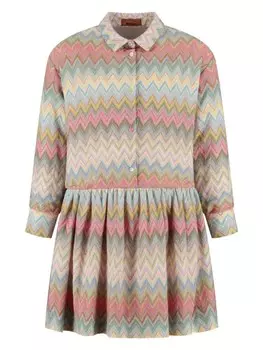 Платье-рубашка с узором зигзаг Missoni Kids, розовый