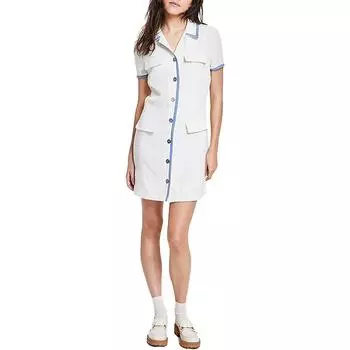 Платье-рубашка с воротником на пуговицах для женщин Juniors City Studio, слоновая кость/синий