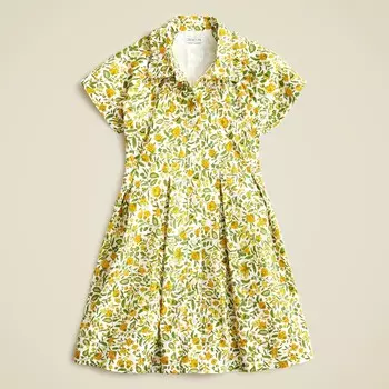 Платье-Рубашка с воротником-оборкой для девочек из хлопкового поплина с принтом J.Crew, белый