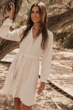 Платье-рубашка с воротником стойкой и поясом Threadbare