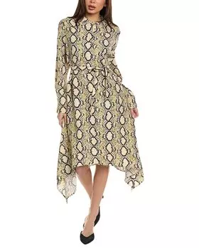 Платье-рубашка с воротником-стойкой St. John, желтый