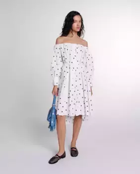 Платье-рубашка с вырезом бардо Maje, белый