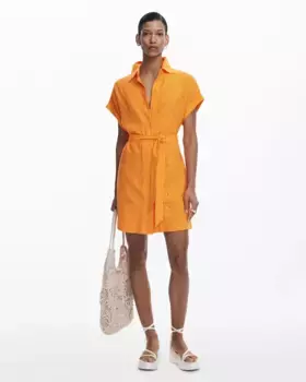 Платье-рубашка с вырубным подолом Desigual, оранжевый