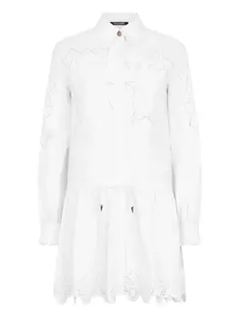Платье-рубашка с вышивкой Roberto Cavalli, белый