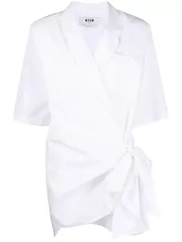 Платье-рубашка с заостренными лацканами MSGM, белый