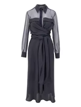 Платье-рубашка с запахом Alberta Ferretti, серый