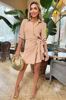 Платье рубашка с запахом Ax Paris, бежевый