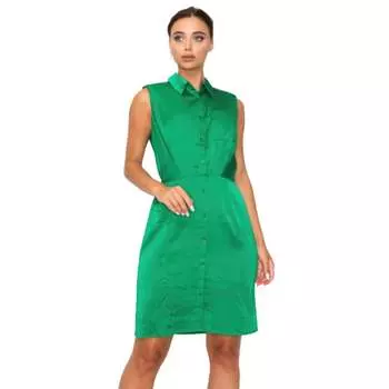 Платье-рубашка с застежкой на пуговицы и складками FASHNZFAB, зеленый