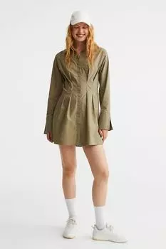 Платье-рубашка с зауженной талией H&amp;M, хаки зеленый