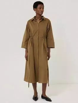 Платье-рубашка с завязками на талии Jigsaw, хаки