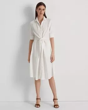 Платье-рубашка с завязками спереди Ralph Lauren, цвет White