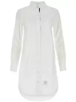 Платье-рубашка с жатым эффектом THOM BROWNE, белый