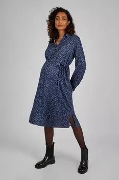 Платье рубашка с животным принтом для беременных Jojo Maman Bb, синий