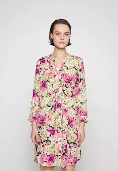 Платье-рубашка Selected, черный/разноцветный