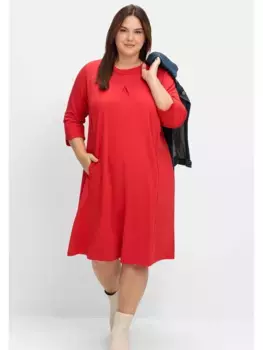 Платье-рубашка Sheego "Большие размеры" из плотной смесовой вискозы, с карманами, красный