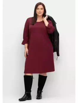 Платье-рубашка Sheego "Большие размеры" с присборенными рукавами 3/4, красный