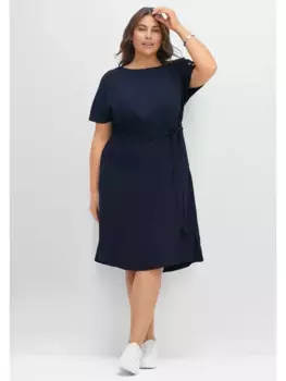 Платье-рубашка Sheego "Большие размеры", саржевого качества, из чистой вискозы, синий